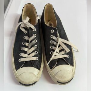 Converse Jack Purcell Leather Ox Low Top Black White Sneakers W6 M4.5